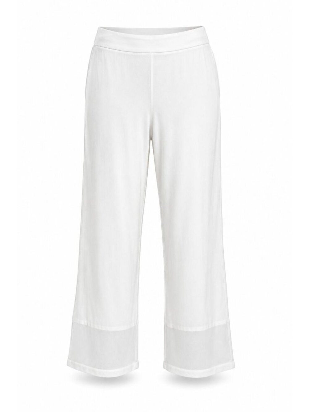 Chicos Travelers Size 1 White Wide Leg Pull On Mesh Lined Cropped Pants Stretch